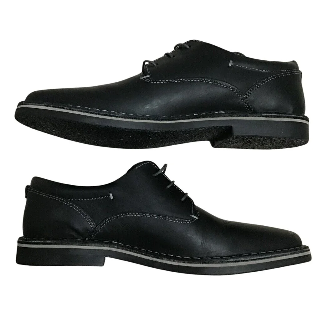 Steve Madden Harpoon Mens Black Leather Lace Up Round Toe Oxford‎ Size 10 New